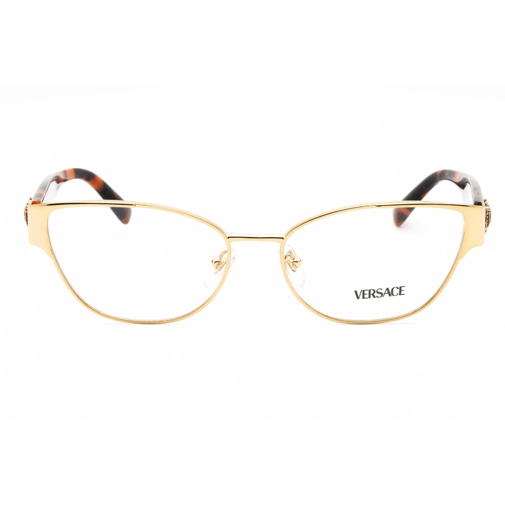 Versace Women's Eyeglasses - Pale Gold Metal Cat Eye Full Rim Frame | VE1267B 1252