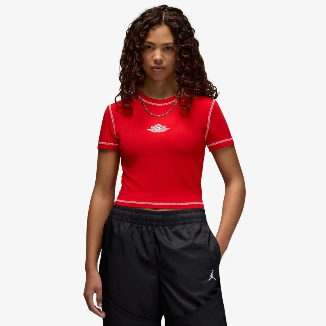 womens jordan rare air s/s tee (red)
